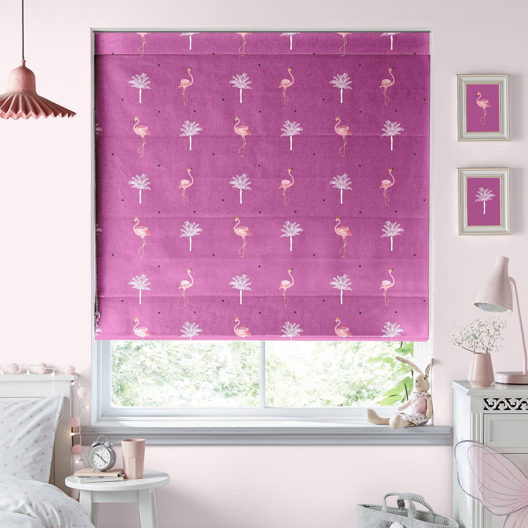 Sara Miller Flamingo  Pink Roman Blind