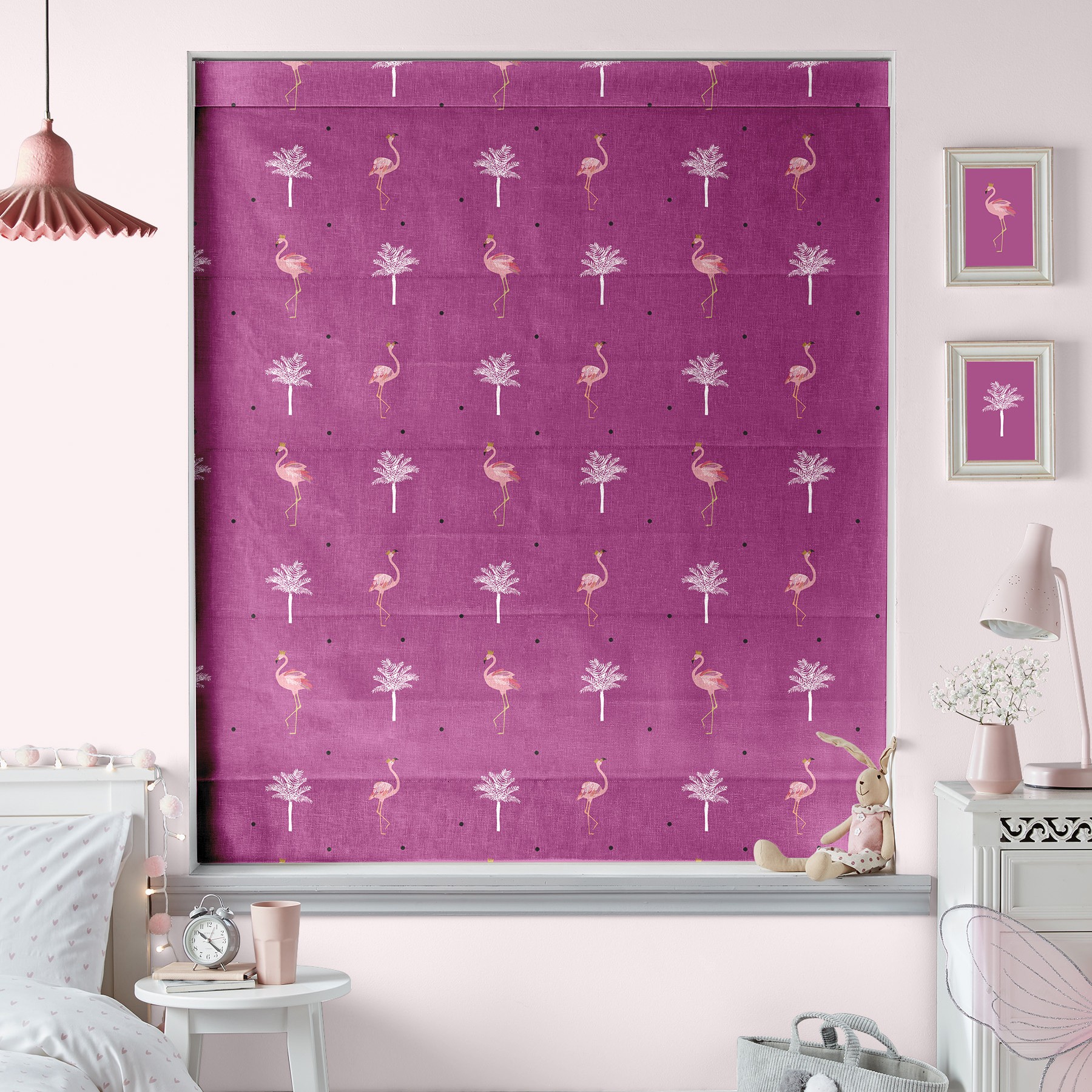 Sara Miller Flamingo  Pink Roman Blind
