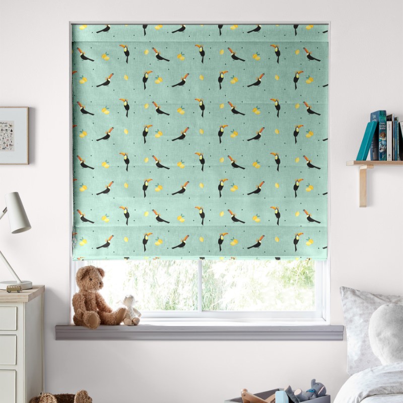 Sara Miller Toucans Aqua Roman Blind