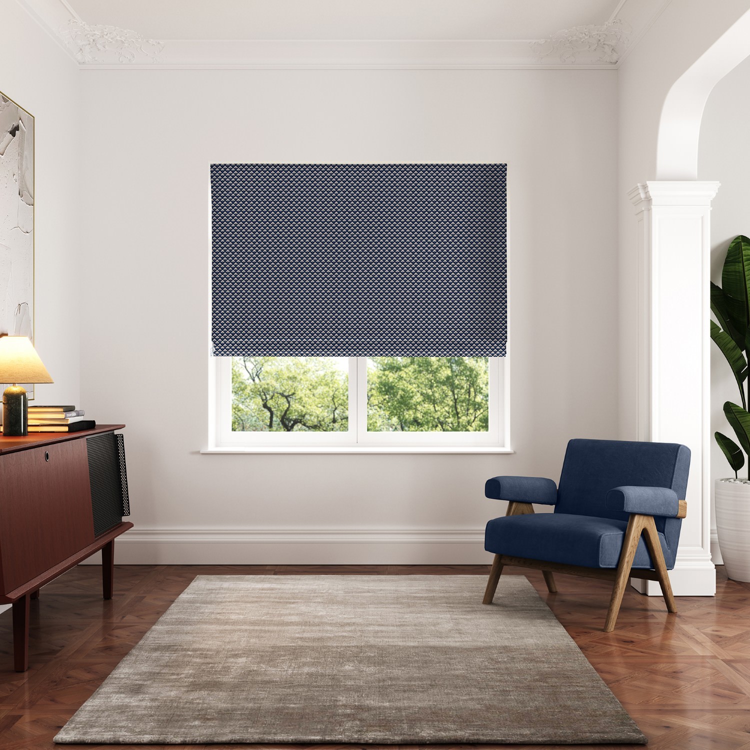 ted baker palm geo navy roman blind