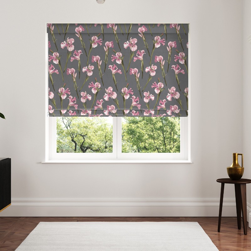Ted Baker Velvet Wild Iris Pink Charcoal Roman Blind