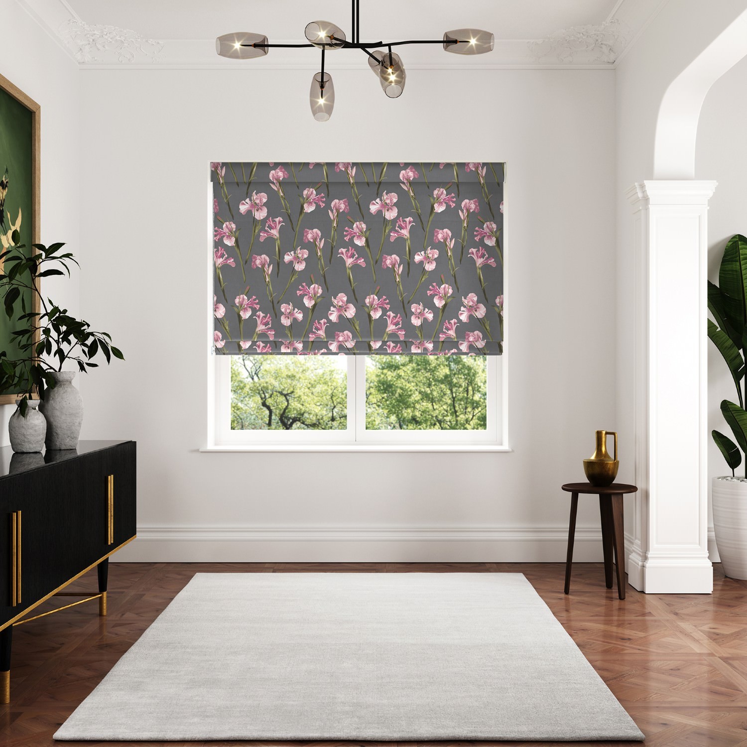 ted baker velvet wild iris pink charcoal roman blind