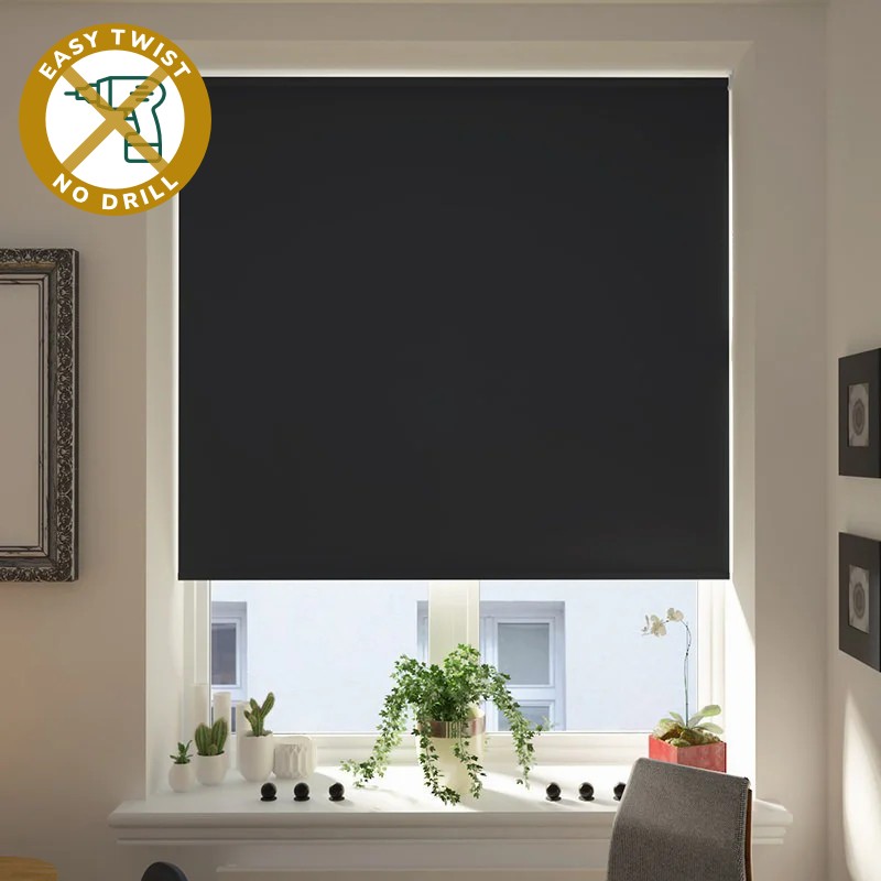Bosa Blackout Black EasyTwist No Drill Roller Blind