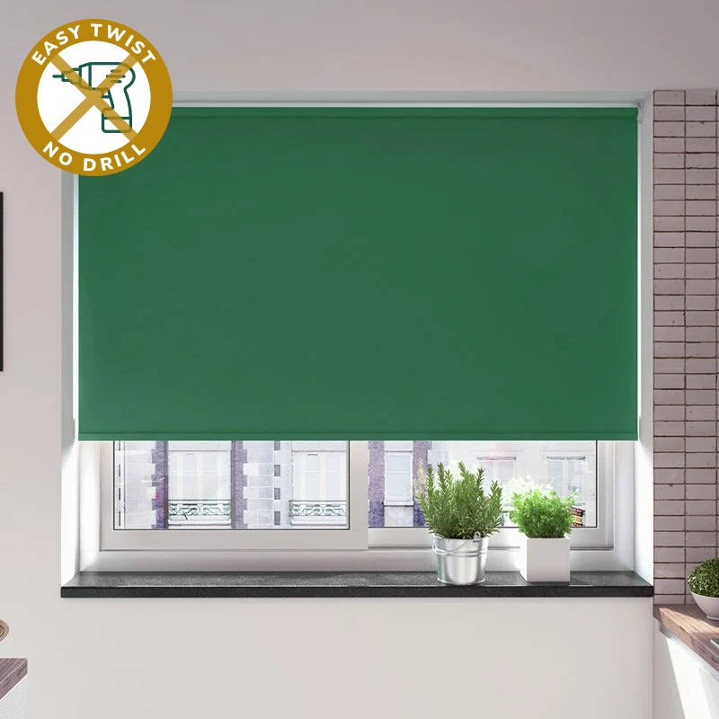 Bosa Blackout Pine Green EasyTwist No Drill Roller Blind