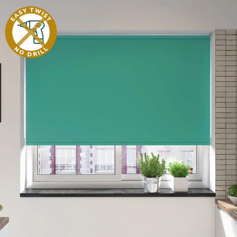 Bosa Blackout Turquoise EasyTwist No Drill Roller Blind
