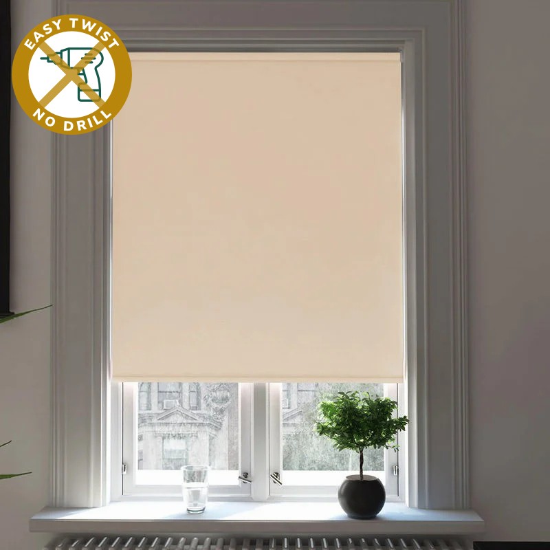 Bosa Blackout Warm Almond EasyTwist No Drill Roller Blind