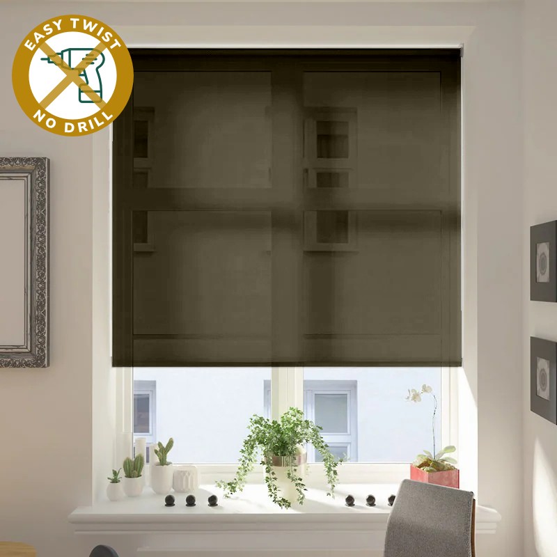 Capri Voile Anthracite EasyTwist No Drill Roller Blind