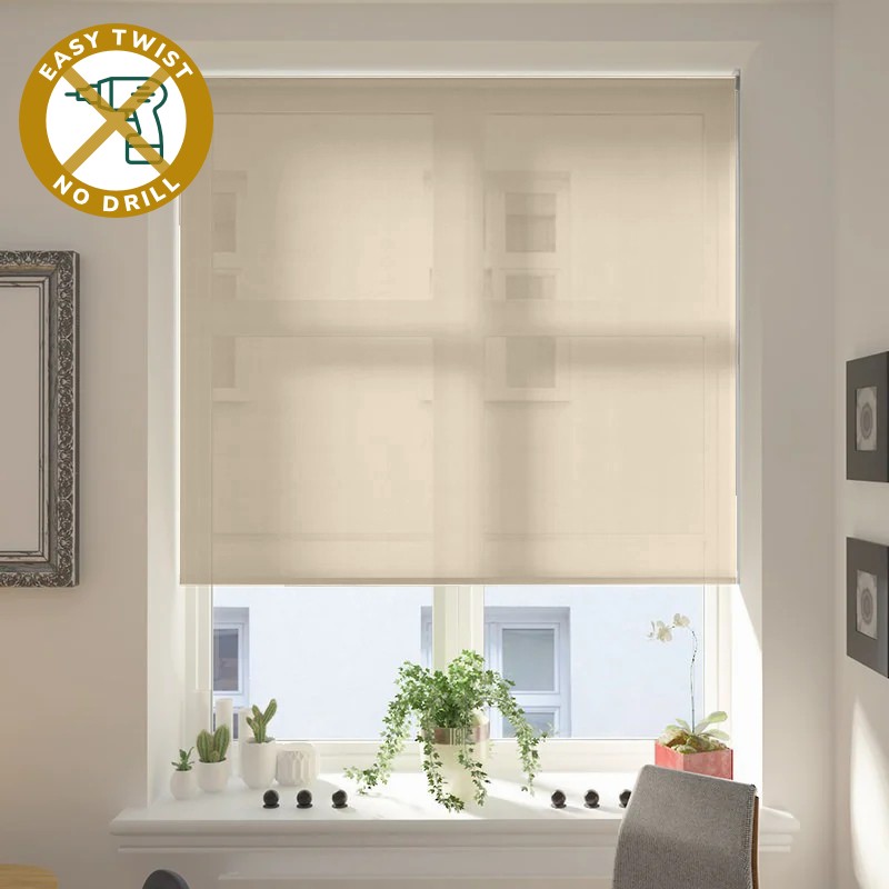 Capri Voile Tan EasyTwist No Drill Roller Blind