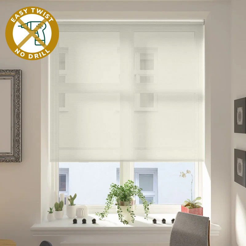 Capri Voile Vanilla EasyTwist No Drill Roller Blind