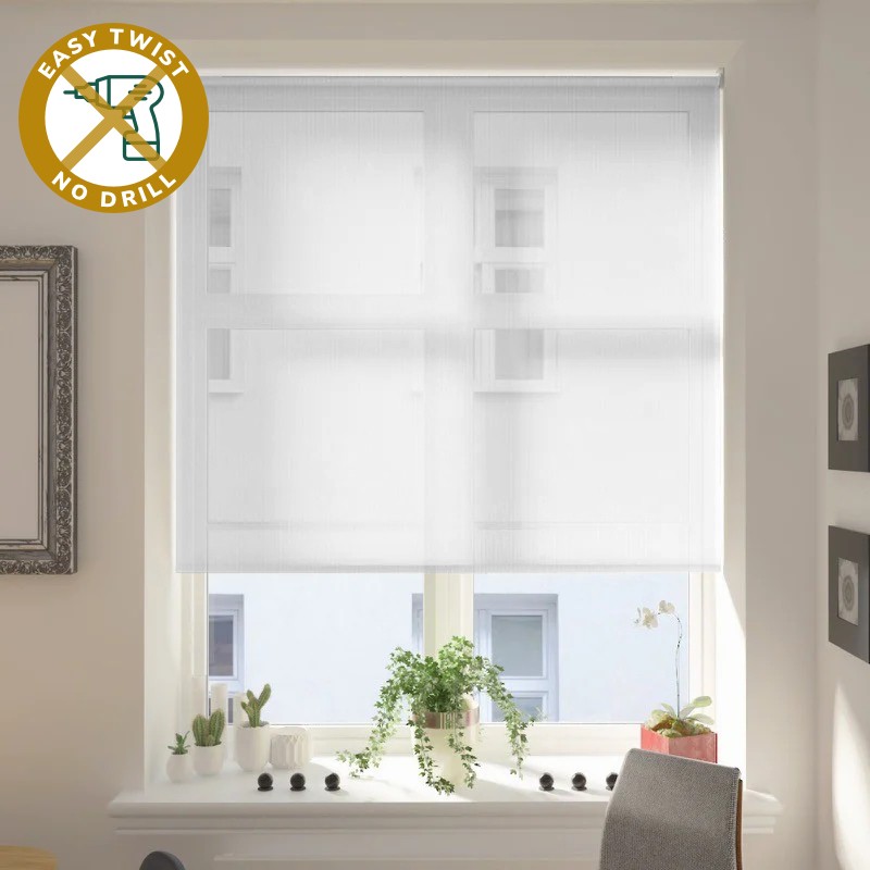 Capri Voile White EasyTwist No Drill Roller Blind