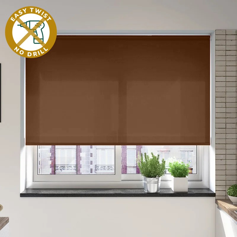 Catania Dimout Chocolate EasyTwist No Drill Roller Blind
