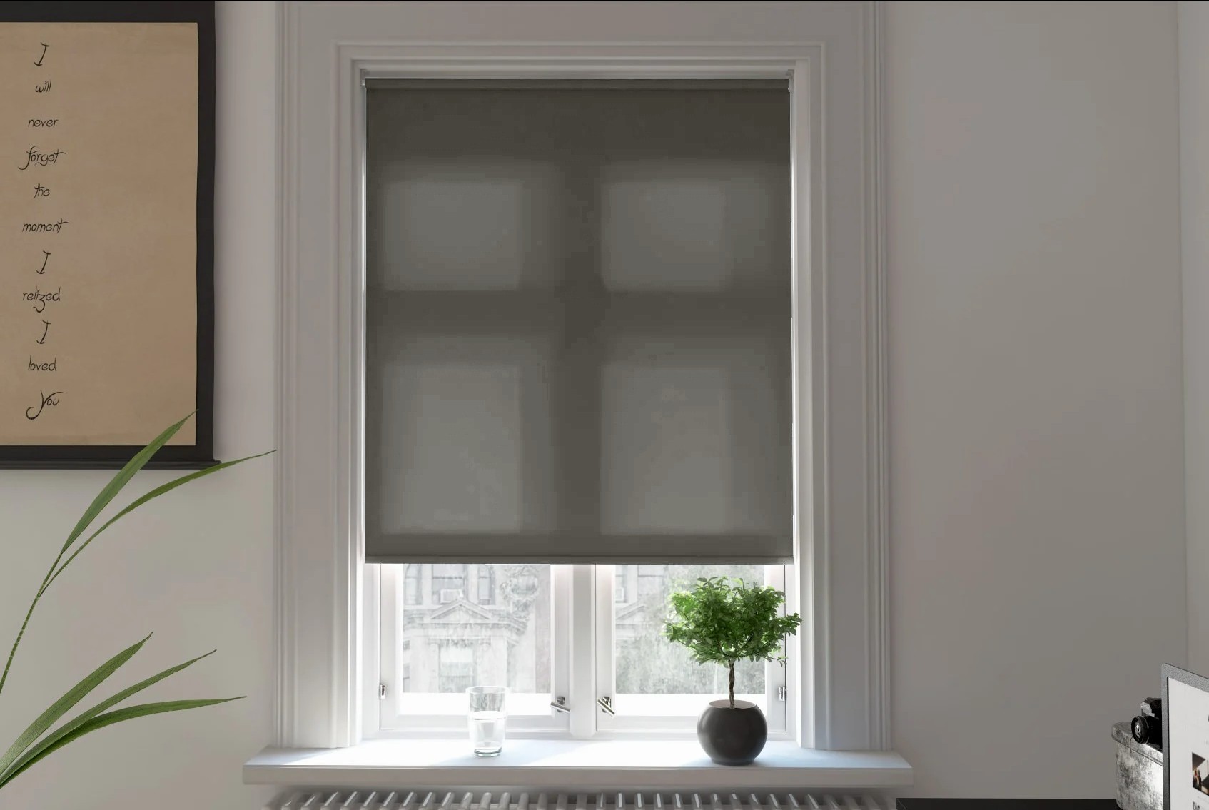 catania dimout fossil grey easytwist no drill roller blind