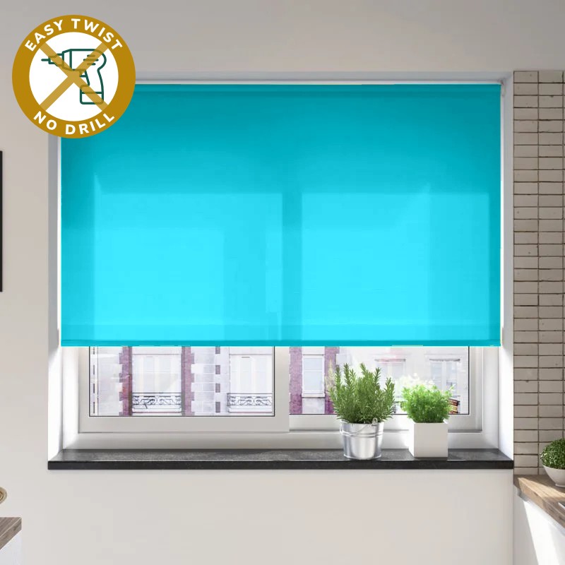 Catania Dimout Turquoise EasyTwist No Drill Roller Blind