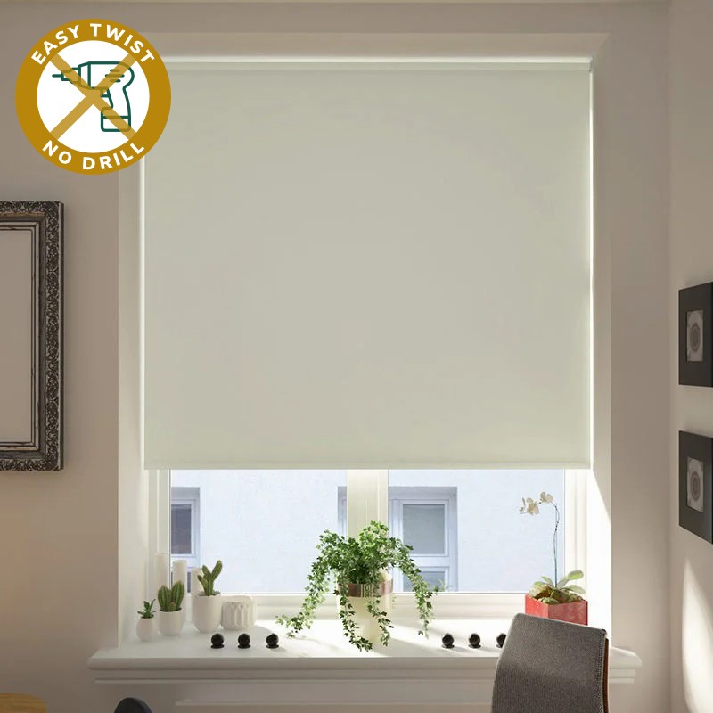 Milano Blackout Ash EasyTwist No Drill Roller Blind