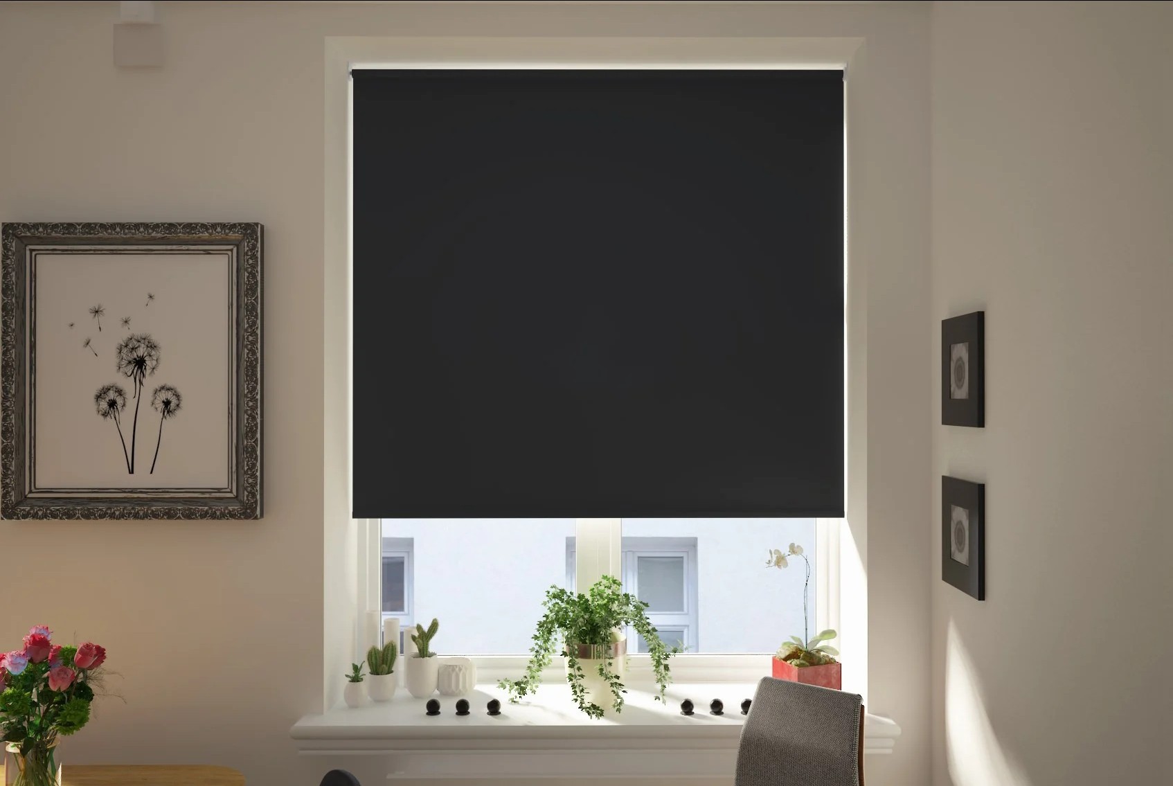 milano blackout black easytwist no drill roller blind