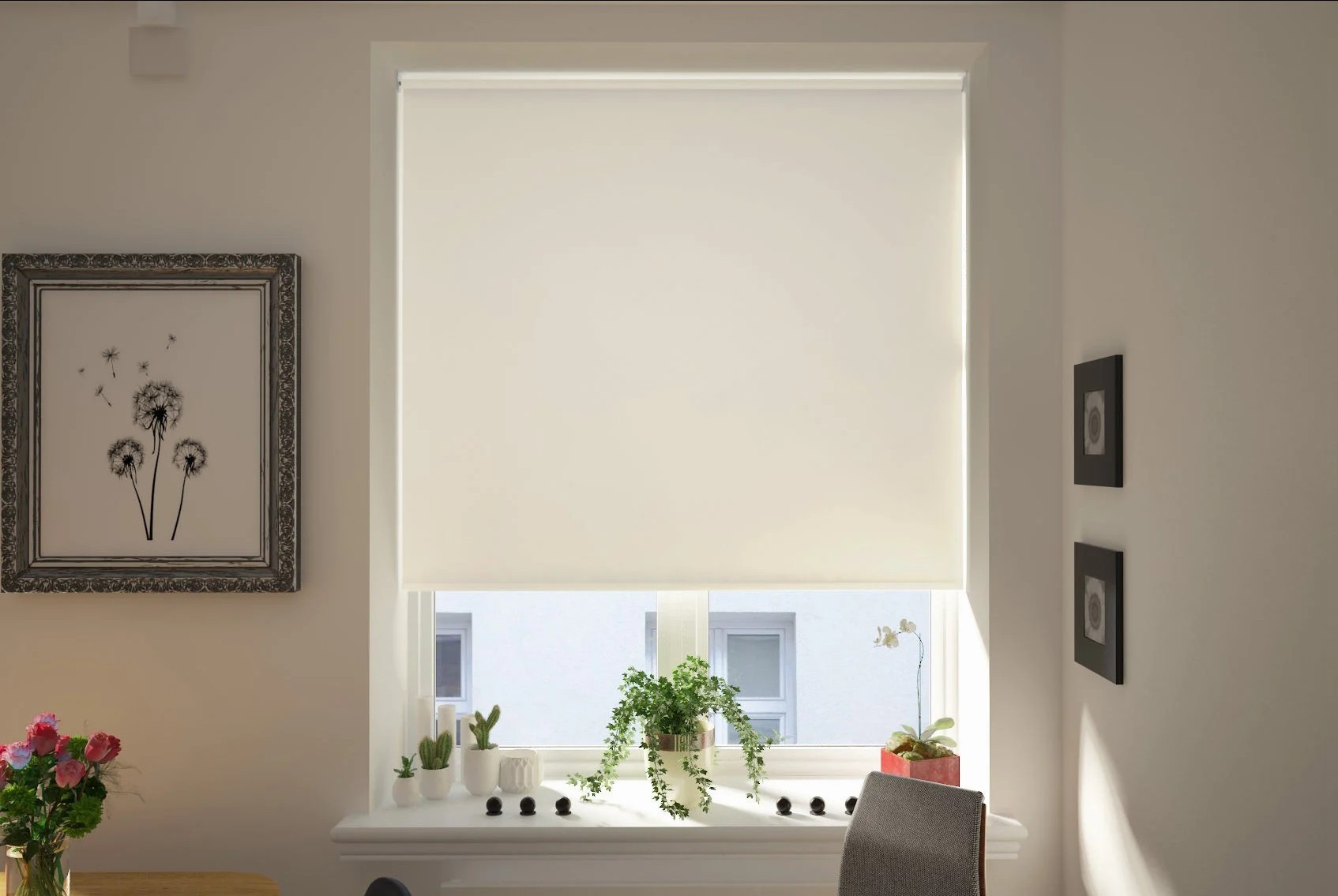 milano blackout cream easytwist no drill roller blind