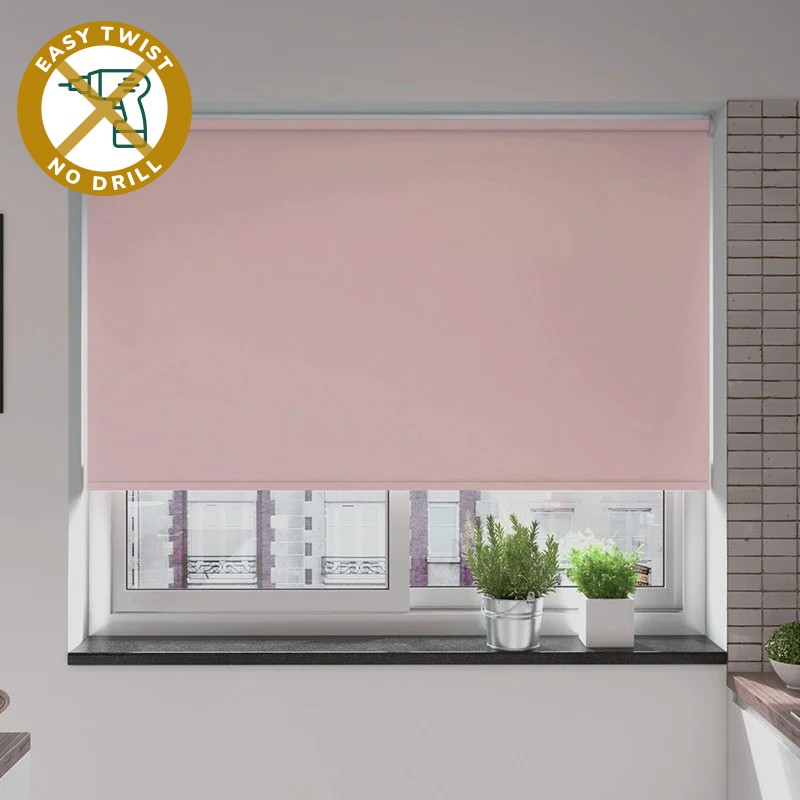 Milano Blackout Dusty Pink EasyTwist No Drill Roller Blind