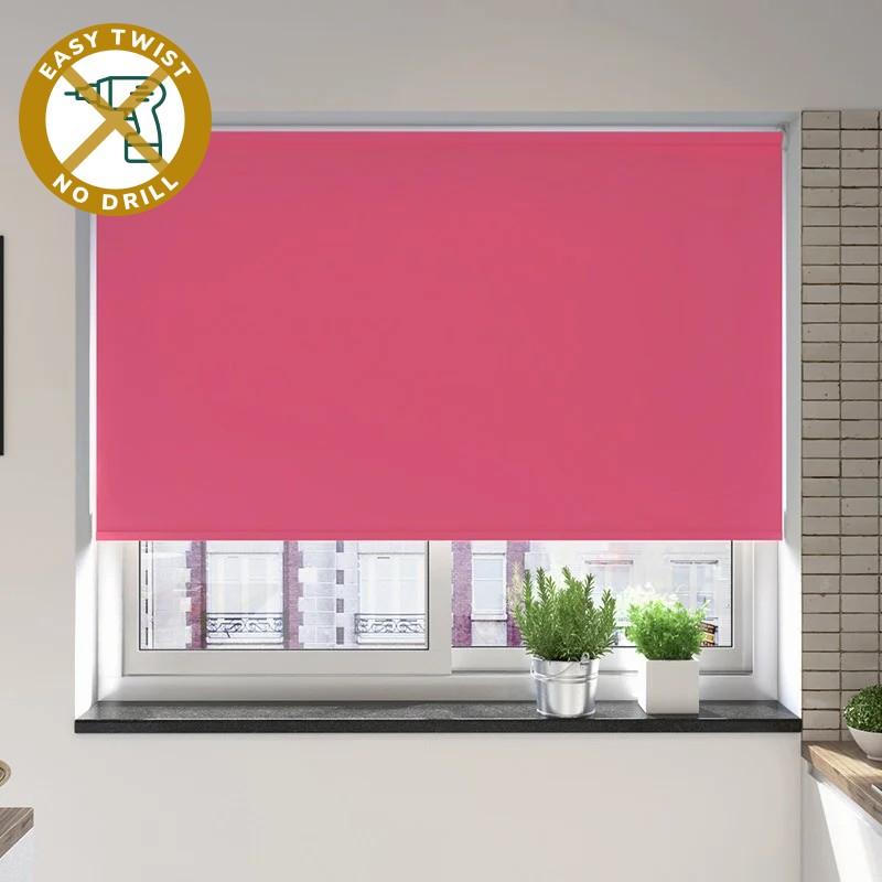 Milano Blackout Pink EasyTwist No Drill Roller Blind
