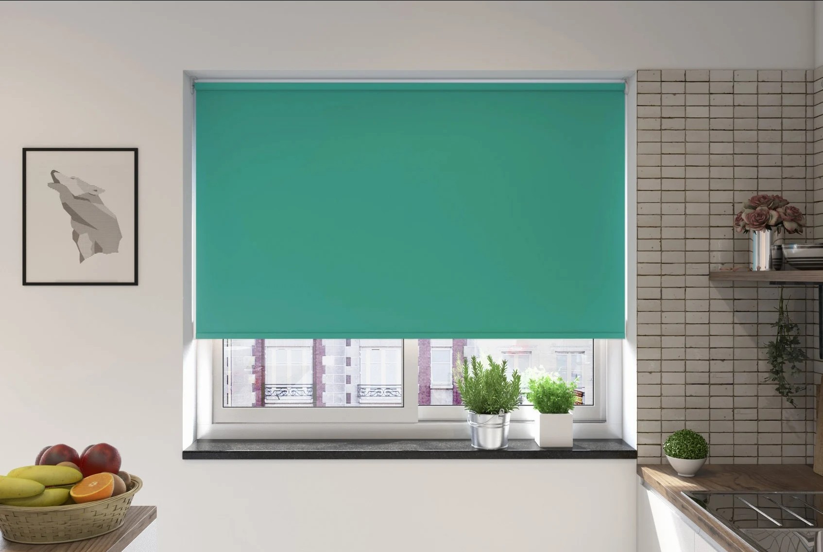 milano blackout turquoise easytwist no drill roller blind