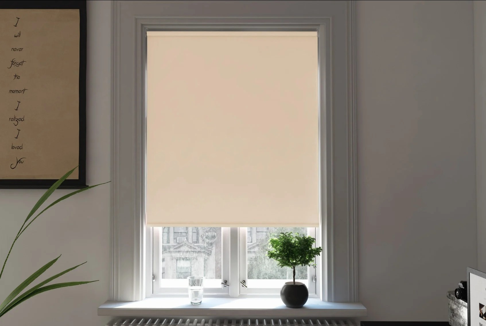 milano blackout warm almond easytwist no drill roller blind