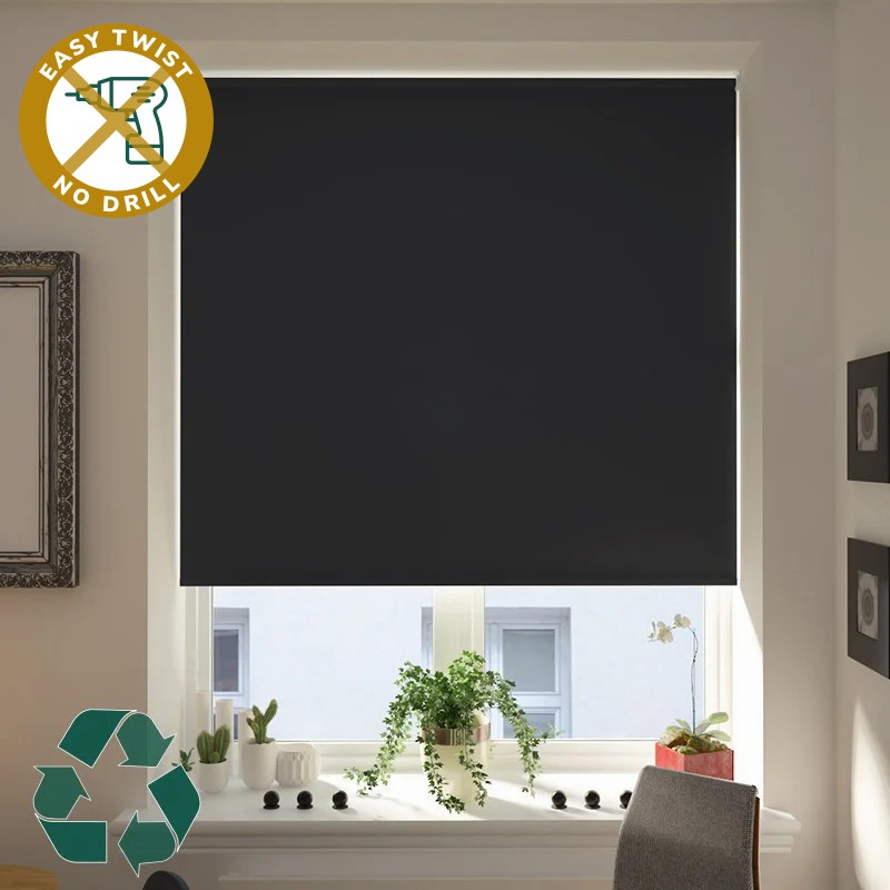 Reclaim Blackout Black EasyTwist No Drill Roller Blind