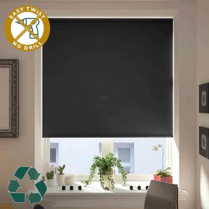 Reclaim Blackout Dark Grey EasyTwist No Drill Roller Blind