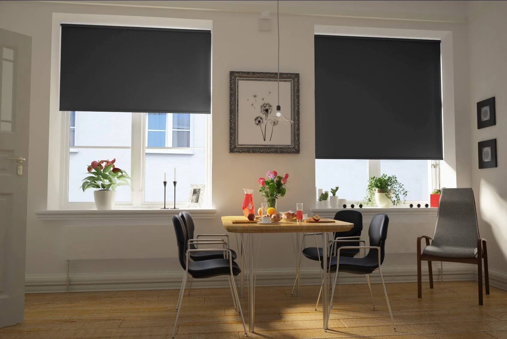 reclaim blackout dark grey easytwist no drill roller blind