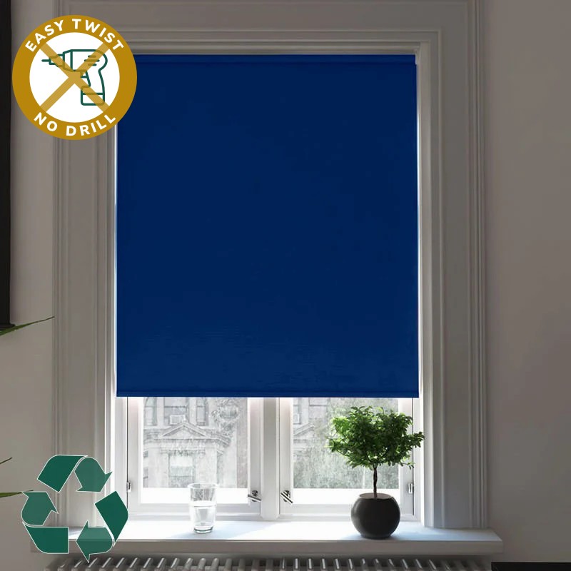Reclaim Dimout Regal Blue EasyTwist No Drill Roller Blind