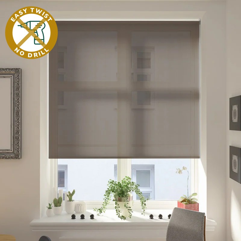 Teramo Screen Bronze EasyTwist No Drill Roller Blind