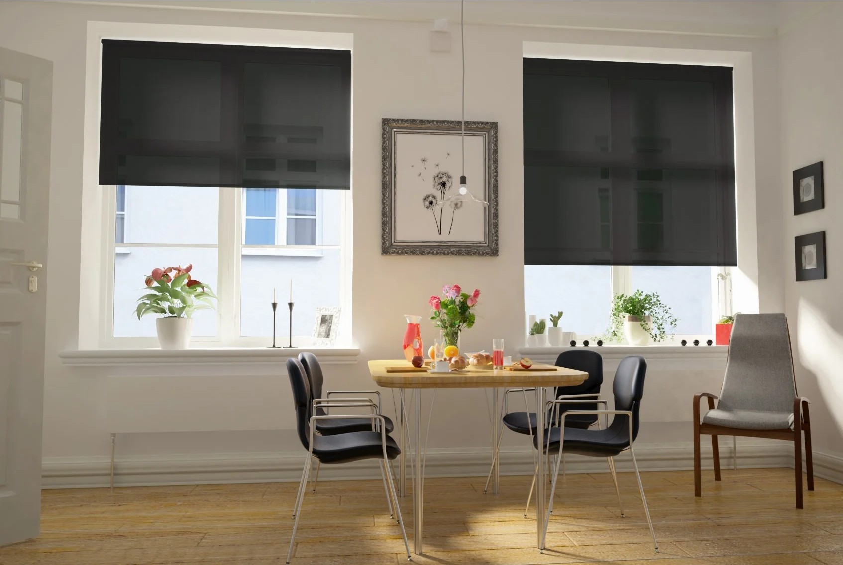 teramo screen charcoal easytwist no drill roller blind