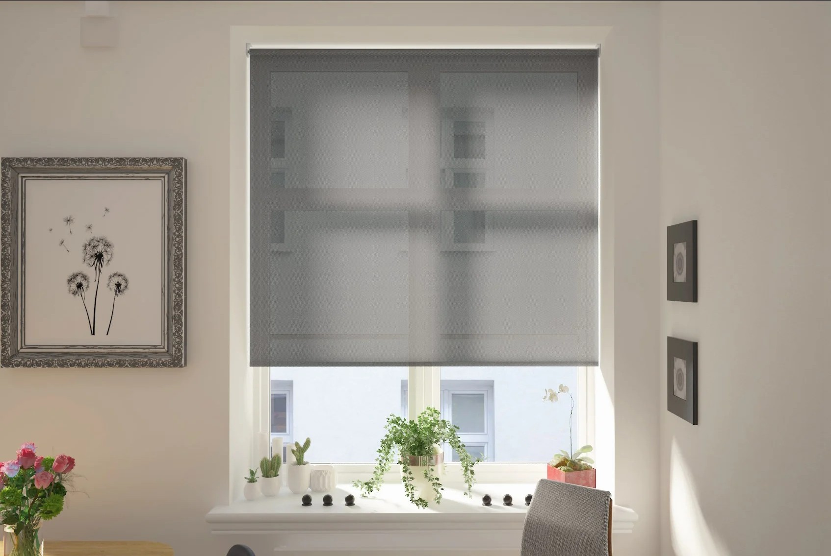 teramo screen dark grey easytwist no drill roller blind