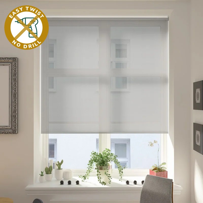 Teramo Screen Light Grey EasyTwist No Drill Roller Blind