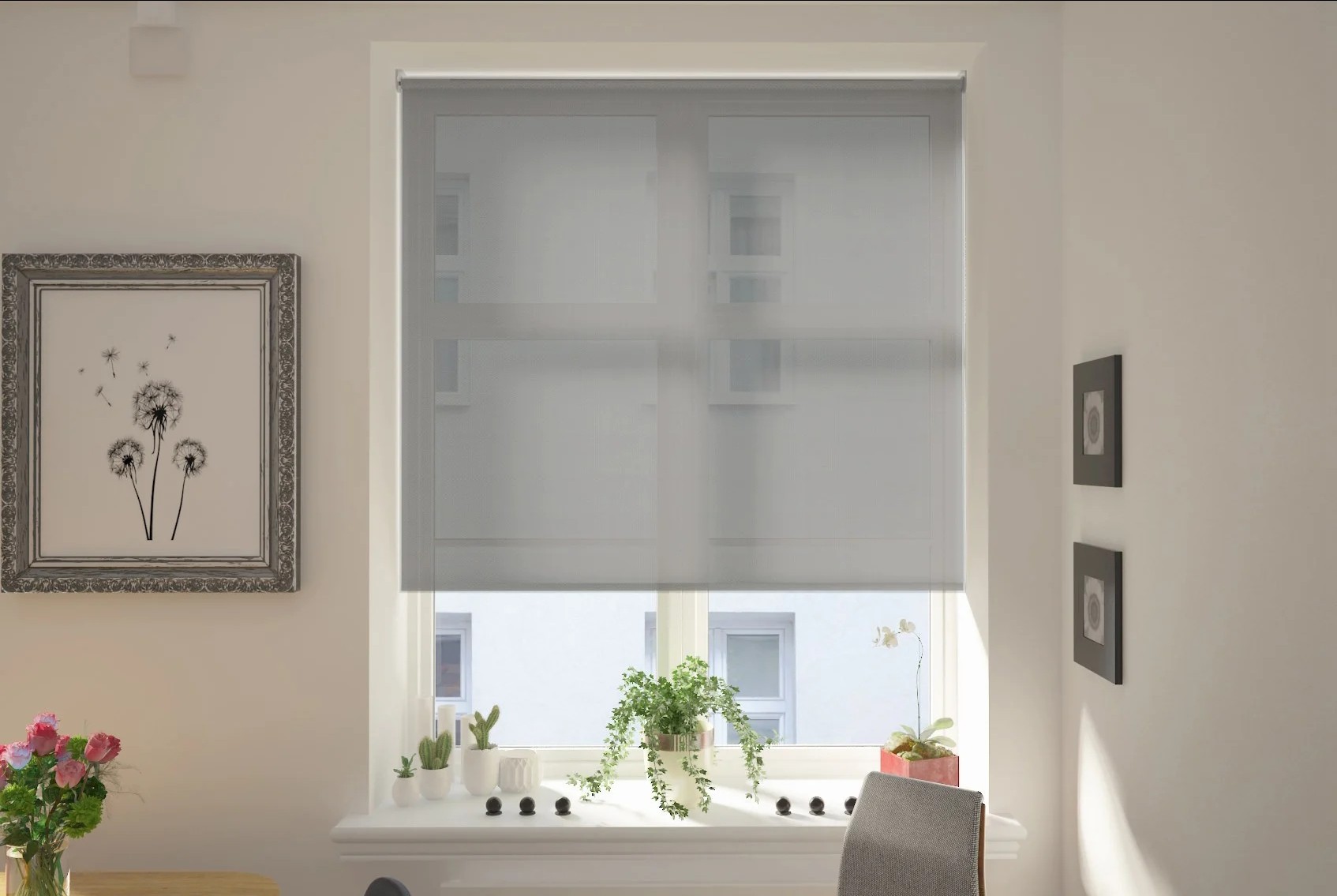 teramo screen mid grey easytwist no drill roller blind