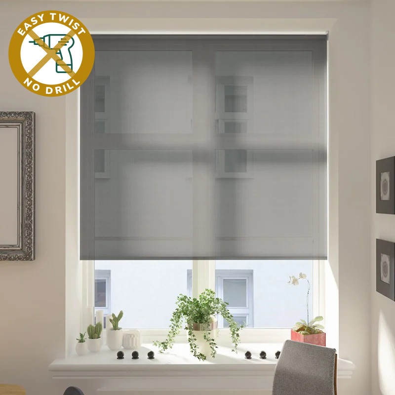 Teramo Reflect Screen Dark Grey EasyTwist No Drill Roller Blind