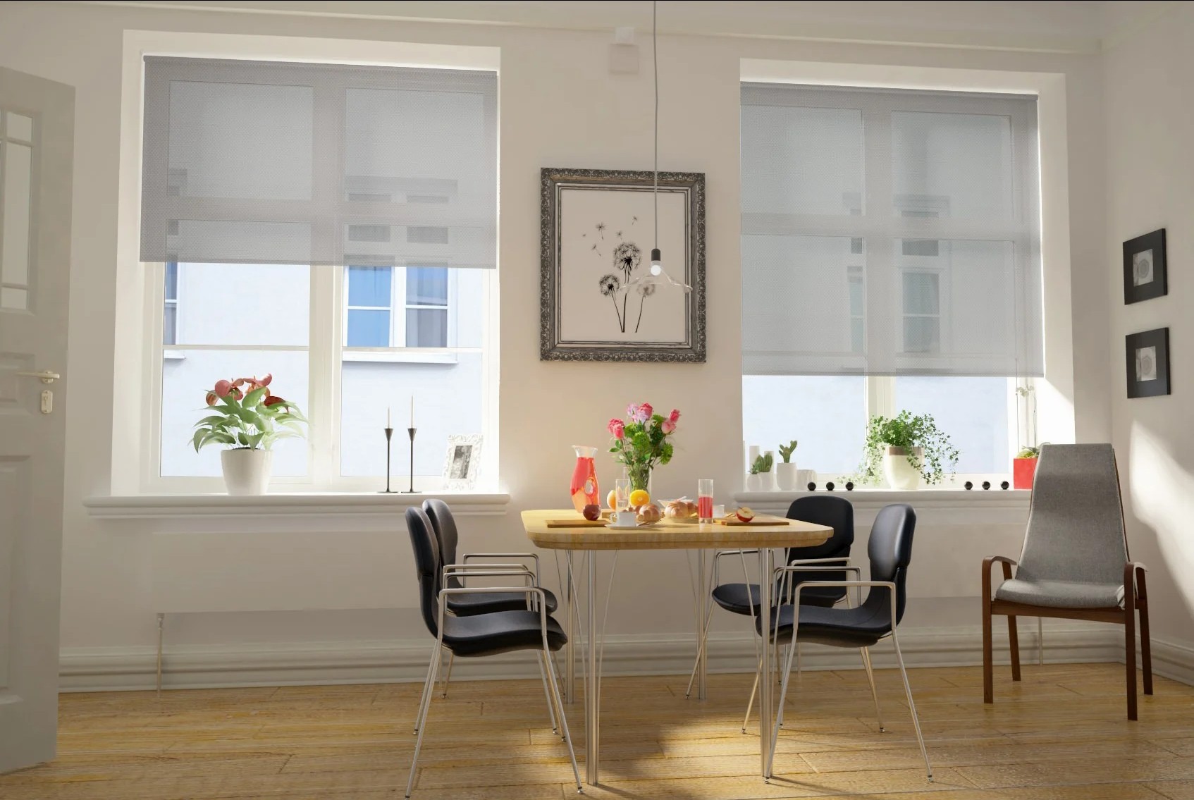 teramo reflect screen light grey easytwist no drill roller blind