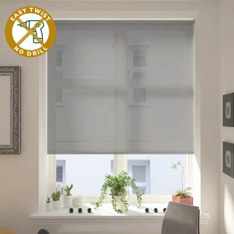 Teramo Reflect Screen Mid Grey EasyTwist No Drill Roller Blind