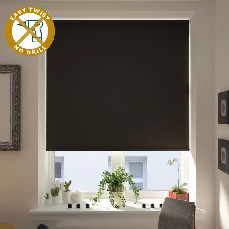 Toscana Blackout Black EasyTwist No Drill Roller Blind