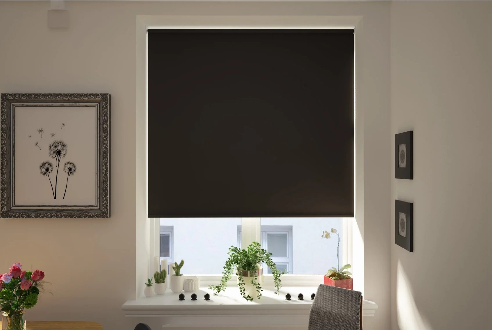 toscana blackout black easytwist no drill roller blind