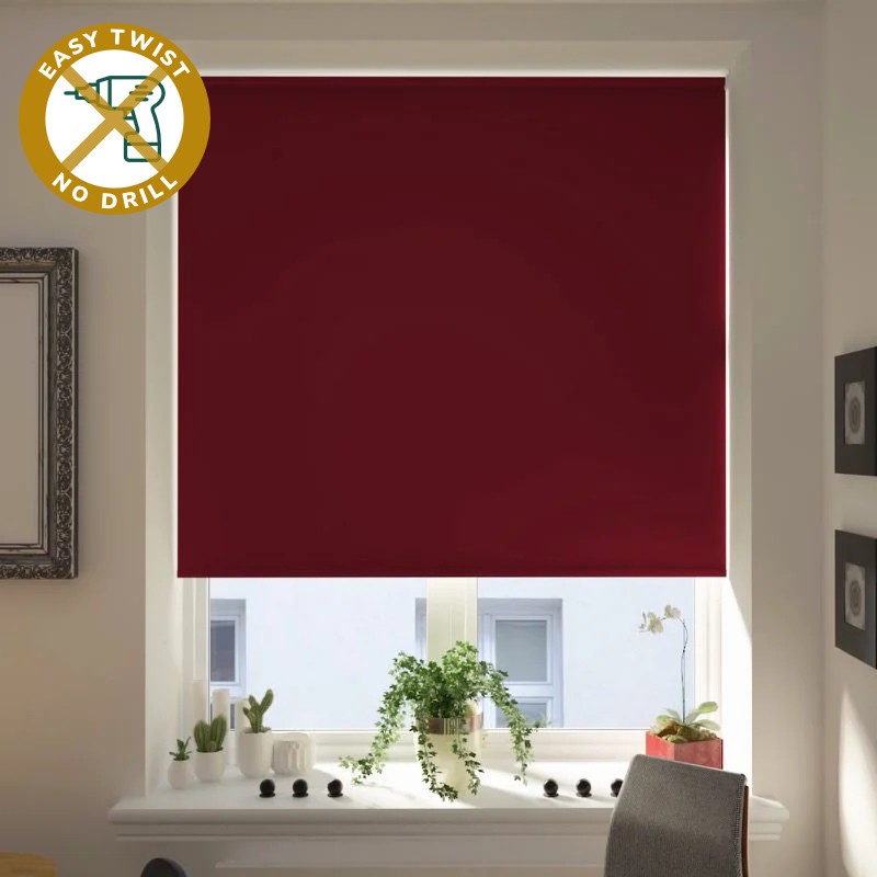 Toscana Blackout Burgundy EasyTwist No Drill Roller Blind