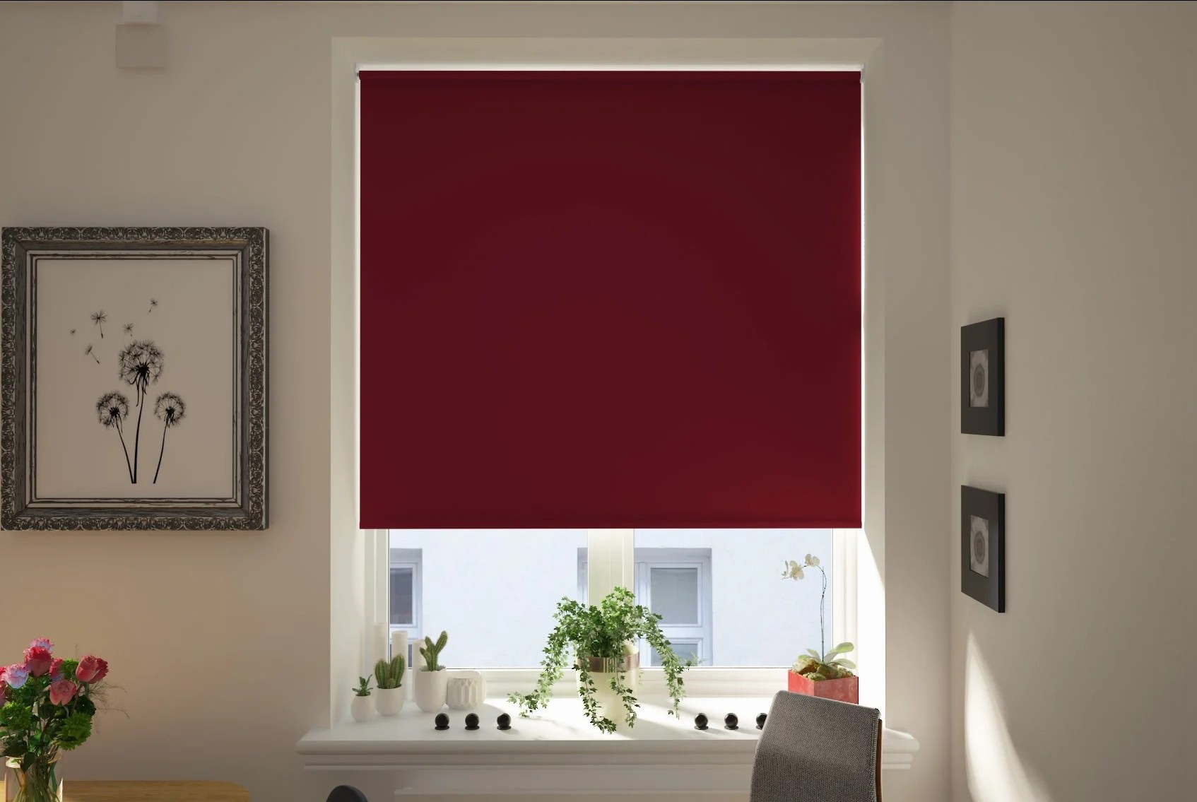 toscana blackout burgundy easytwist no drill roller blind