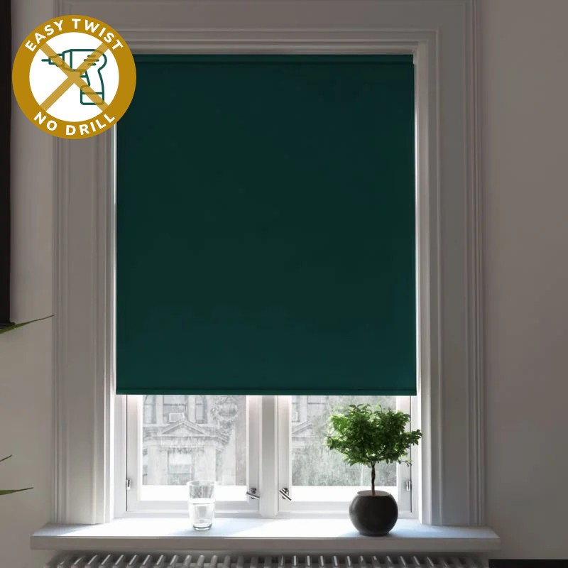 Toscana Blackout Dark Green EasyTwist No Drill Roller Blind