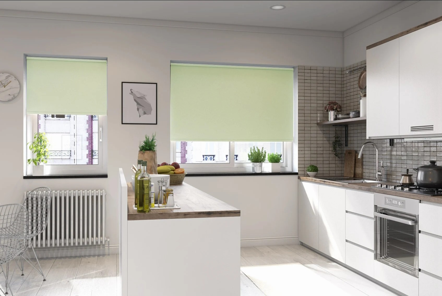 toscana blackout mint green easytwist no drill roller blind