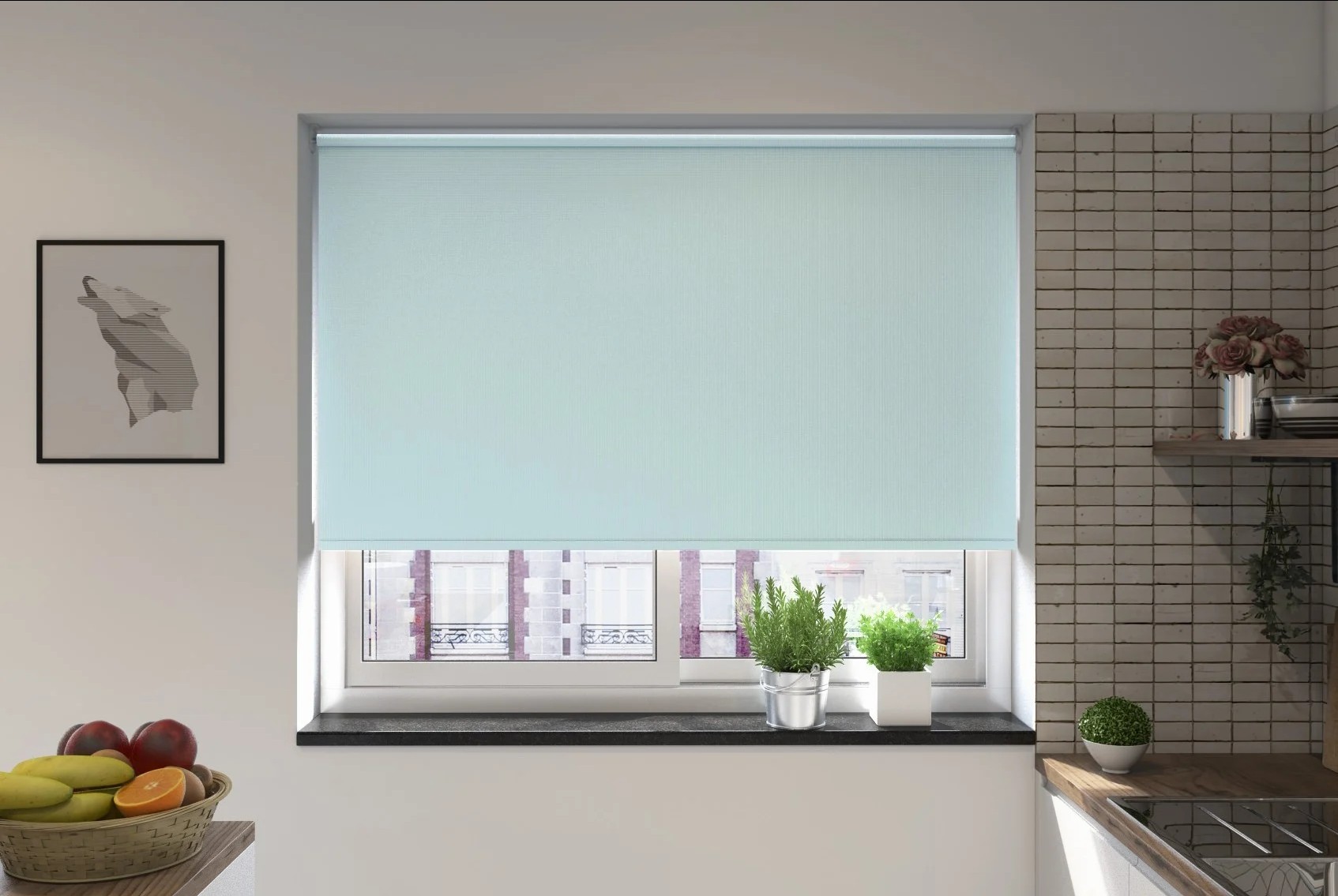 toscana blackout sky blue easytwist no drill roller blind