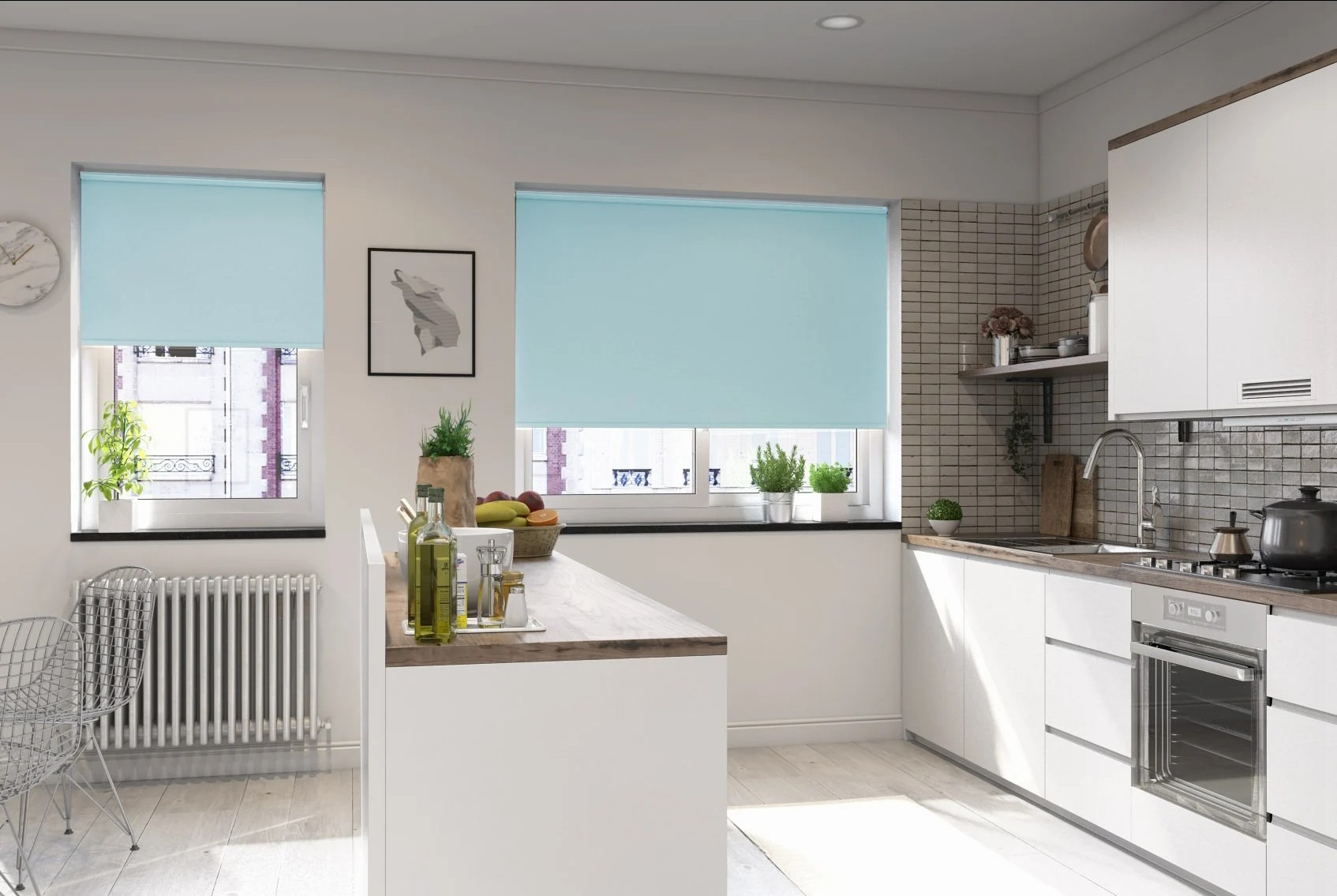 toscana blackout sky blue easytwist no drill roller blind