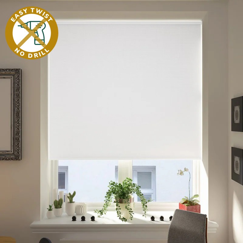 Udine Blackout White EasyTwist No Drill Roller Blind