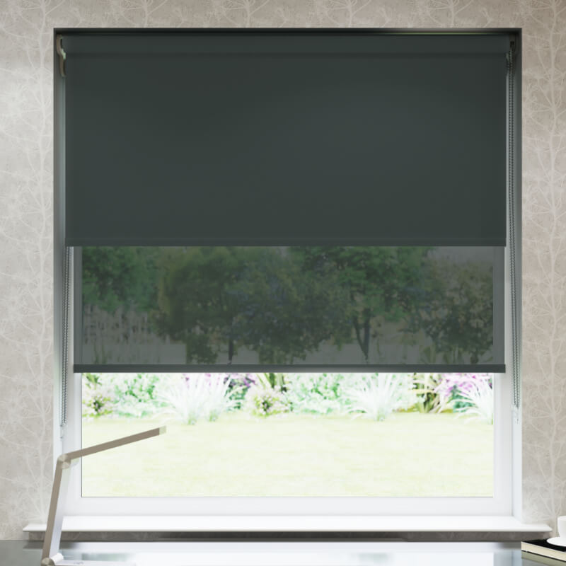 Dark Grey Deluxe Double Roller Blind