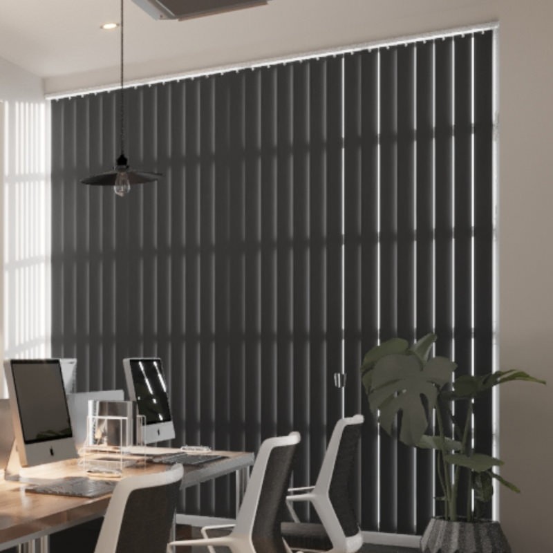 Commercial FR Grey Blackout Vertical Blind