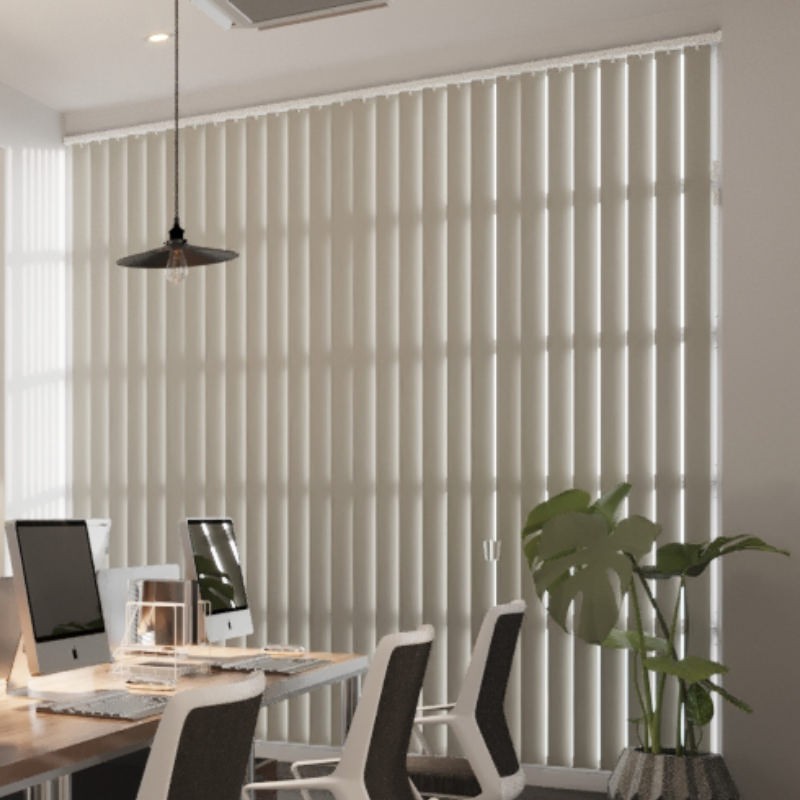 Commercial FR Ivory Blackout Cordless Vertical Blind
