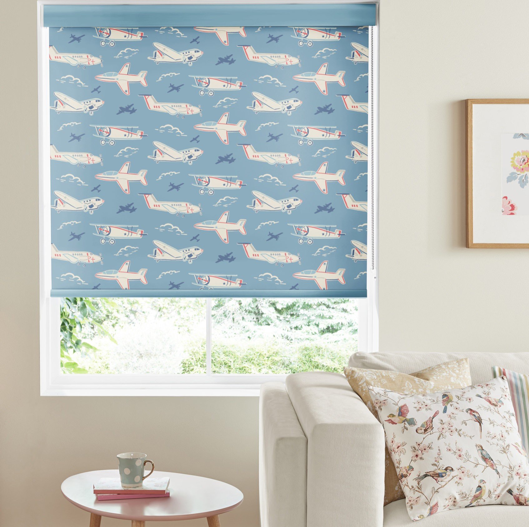 Cath Kidston In the Sky Blue Dimout Roller Blind