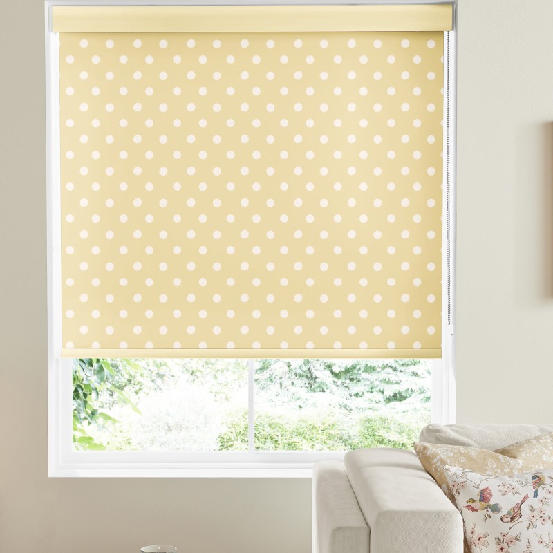 Cath Kidston Button Spot Yellow Dimout Roller Blind